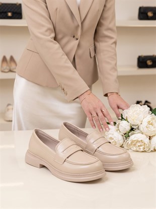Nesil Shoes Dvm 2530 Bej Maskulen Kadın Loafer