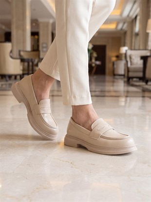 Nesil Shoes Dvm 2530 Bej Maskulen Kadın Loafer