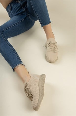 Nesil Shoes Dvm 500 Bej Triko Kadın Sneakers