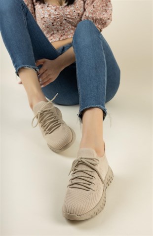 Nesil Shoes Dvm 500 Bej Triko Kadın Sneakers