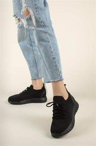 Nesil Shoes Dvm 500 Siyah Triko Kadın Sneakers