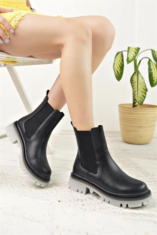 Nesil Shoes Dvm 5004 Siyah Çift Lastikli Kadın Bot