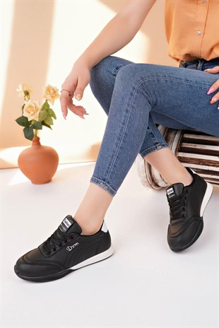 Nesil Shoes Dvm 5600 Siyah Beyaz Memory Foam Kadın Sneakers