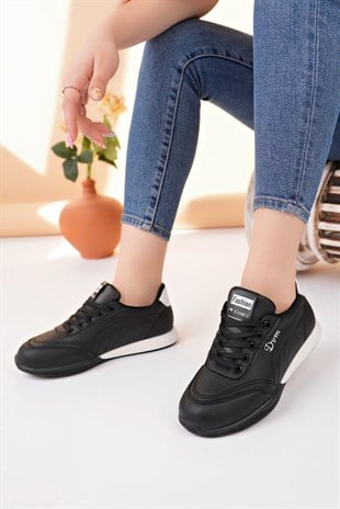 Nesil Shoes Dvm 5600 Siyah Beyaz Memory Foam Kadın Sneakers