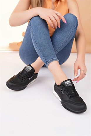 Nesil Shoes Dvm 5600 Siyah Beyaz Memory Foam Kadın Sneakers