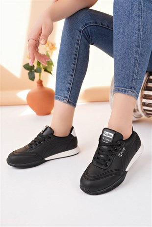 Nesil Shoes Dvm 5600 Siyah Beyaz Memory Foam Kadın Sneakers