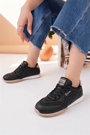 Nesil Shoes Dvm 5600 Siyah Kahve Memory Foam Kadın Sneakers