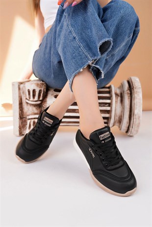 Nesil Shoes Dvm 5600 Siyah Kahve Memory Foam Kadın Sneakers