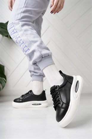 Nesil Shoes Dvm 5750 Siyah Beyaz Havalı Taban Kadın Sneakers