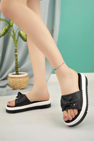 Nesil Shoes Dvm 650 Siyah Beyaz Masaj Tabanlı Kadın Terlik