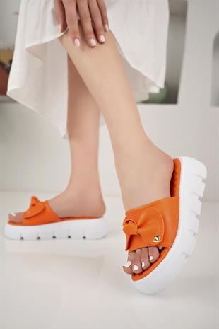 Nesil Shoes Dvm 6600 Turuncu Masaj Tabanlı Kadın Terlik
