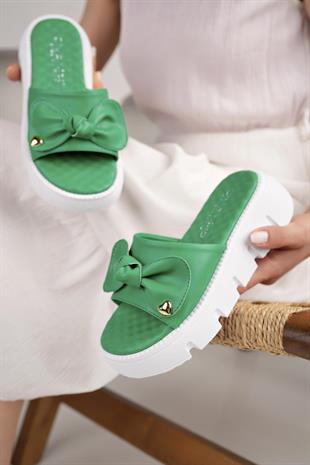 Nesil Shoes Dvm 6600 Yeşil Masaj Tabanlı Kadın Terlik