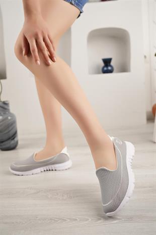 Nesil Shoes Dvm 801 Açık Gri Faylon Taban Kadın Yürüyüş Ayakkabısı