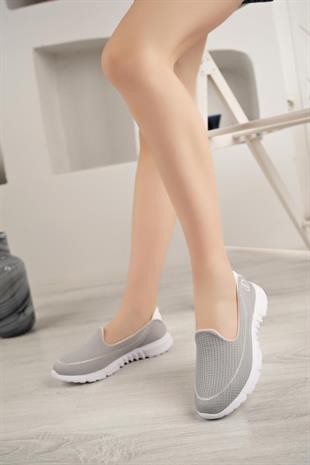 Nesil Shoes Dvm 801 Açık Gri Faylon Taban Kadın Yürüyüş Ayakkabısı