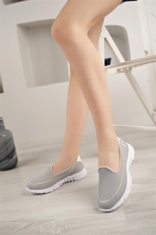 Nesil Shoes Dvm 801 Açık Gri Faylon Taban Kadın Yürüyüş Ayakkabısı