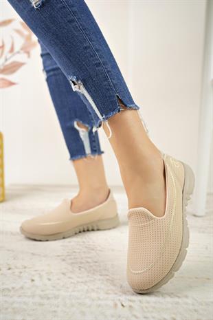 Nesil Shoes Dvm 801 Bej Bej Faylon Taban Kadın Yürüyüş Ayakkabısı