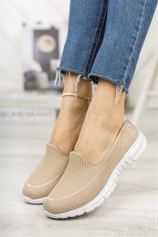 Nesil Shoes Dvm 801 Bej Faylon Taban Kadın Yürüyüş Ayakkabısı