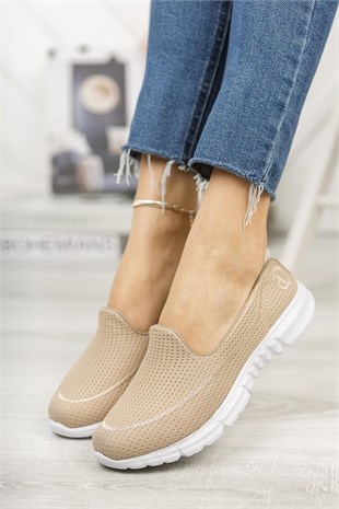Nesil Shoes Dvm 801 Bej Faylon Taban Kadın Yürüyüş Ayakkabısı