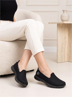 Nesil Shoes Dvm 801 Siyah Faylon Taban Kadın Yürüyüş Ayakkabısı