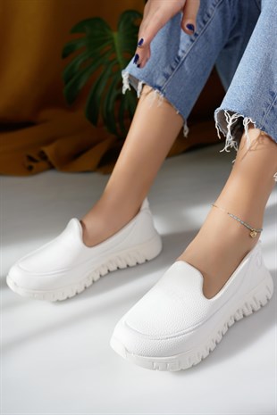 Nesil Shoes Dvm 810 Beyaz Baskı Faylon Taban Kadın Yürüyüş Ayakkabısı