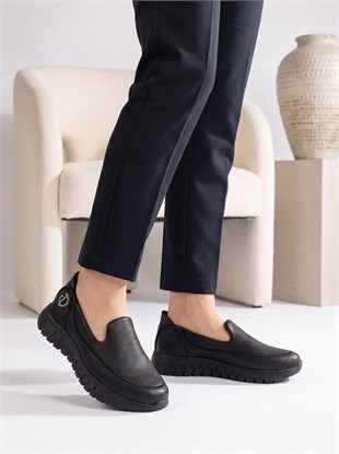 Nesil Shoes Dvm 810 Siyah Baskı Faylon Taban Kadın Yürüyüş Ayakkabısı