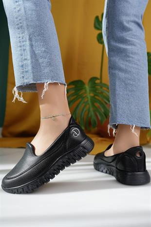 Nesil Shoes Dvm 810 Siyah Baskı Faylon Taban Kadın Yürüyüş Ayakkabısı