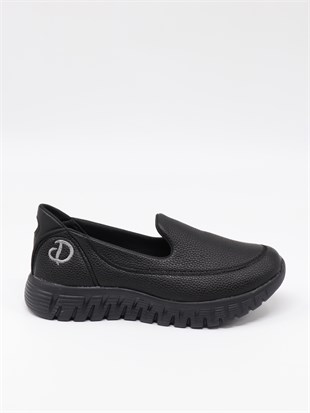 Nesil Shoes Dvm 810 Siyah Baskı Faylon Taban Kadın Yürüyüş Ayakkabısı