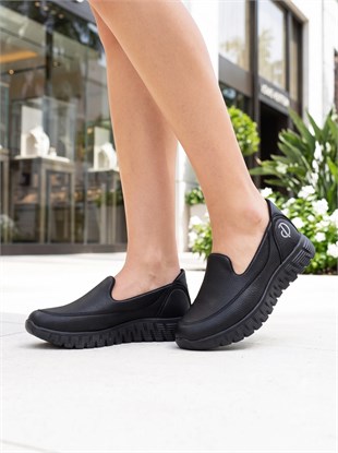 Nesil Shoes Dvm 810 Siyah Baskı Faylon Taban Kadın Yürüyüş Ayakkabısı