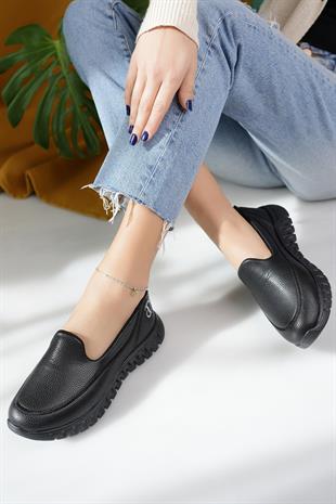 Nesil Shoes Dvm 810 Siyah Baskı Faylon Taban Kadın Yürüyüş Ayakkabısı