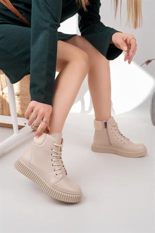 Nesil Shoes Ermod 401 Bej Kadın Postal Bot