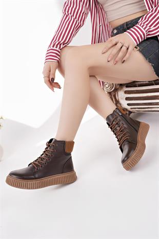 Nesil Shoes Ermod 401 Kahve Taba Kadın Postal Bot