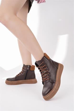 Nesil Shoes Ermod 401 Kahve Taba Kadın Postal Bot