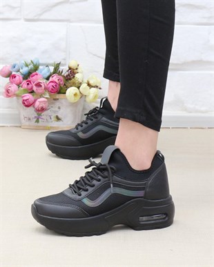 Nesil Shoes Flet 121 Siyah Tekstil Air Taban Kadın Sneakers