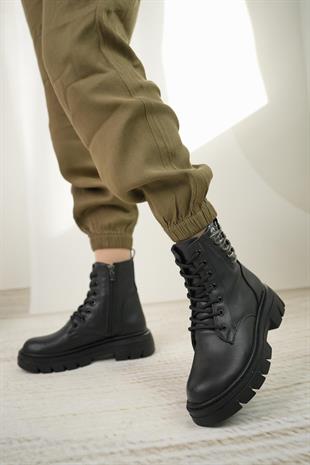 Nesil Shoes Fncy 206 Siyah Fermuarlı Kadın Bot
