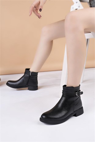 Nesil Shoes Fncy 5000 Siyah Fermuarlı Kadın Bot