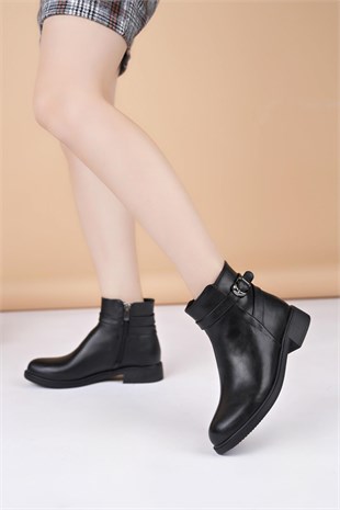 Nesil Shoes Fncy 5000 Siyah Fermuarlı Kadın Bot