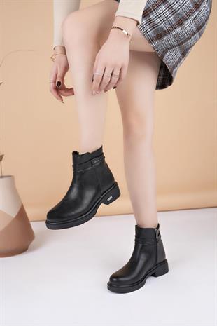 Nesil Shoes Fncy 6008 Siyah Fermuarlı Kadın Bot