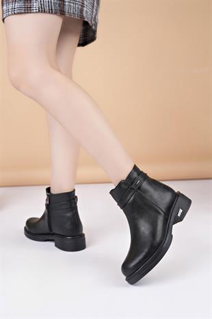 Nesil Shoes Fncy 6008 Siyah Fermuarlı Kadın Bot