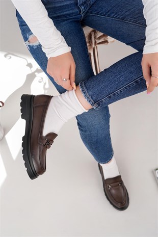Nesil Shoes Fncy 816 Kahve Maskulen Kadın Lofer