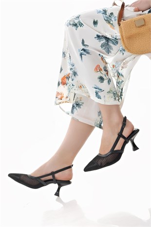 Nesil Shoes Hkm 140 Siyah File Topuk Kadın Sandalet