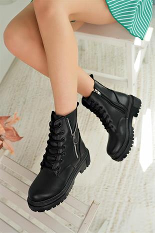 Nesil Shoes İfs 765 Siyah Fermuarlı Kadın Bot