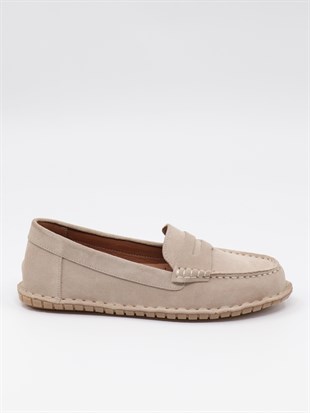Nesil Shoes İzel 155 Bej Süet Hakiki Deri Kadın Ayakkabı