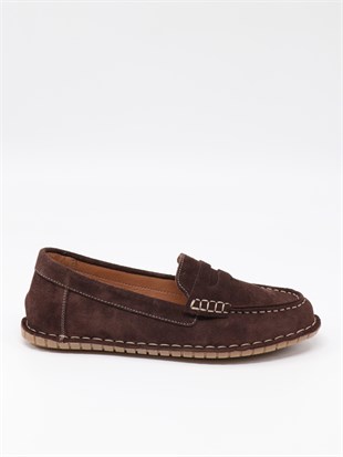 Nesil Shoes İzel 155 Kahve Süet Hakiki Deri Kadın Ayakkabı