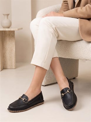 Nesil Shoes İzel 155 Siyah Hakiki Deri Kadın Ayakkabı