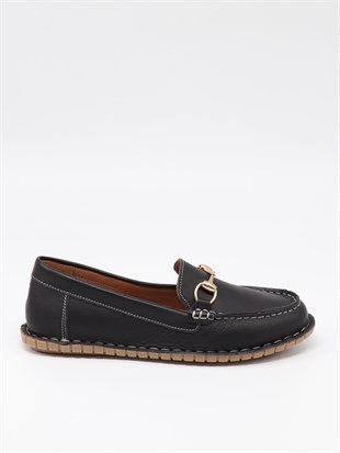 Nesil Shoes İzel 155 Siyah Hakiki Deri Kadın Ayakkabı