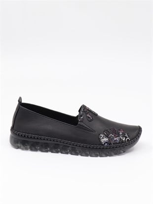 Nesil Shoes Knc 23 Siyah Hakiki Soft Deri Kadın Ayakkabı