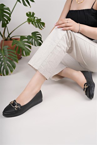 Nesil Shoes Mhd 60 Siyah Taşlı Günlük Kadın Babet