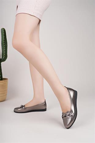 Nesil Shoes Mhd 66 Platin Taşlı Günlük Kadın Babet