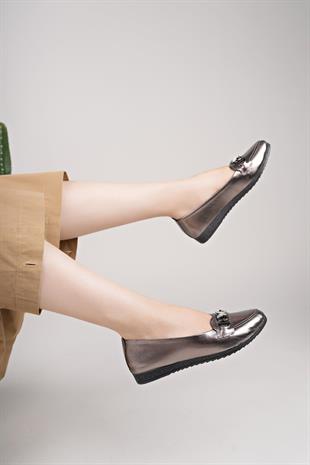 Nesil Shoes Mhd 68 Platin Taşlı Günlük Kadın Babet