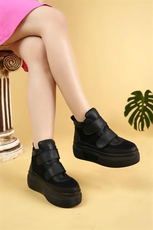 Nesil Shoes Minal 96181 Siyah Cırtlı Kadın Spor Bot